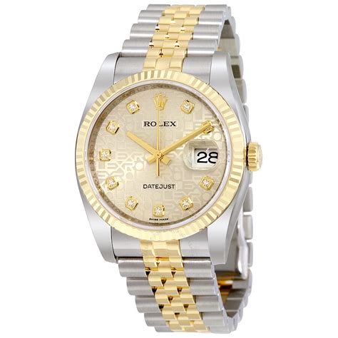 gold and silver rolex watch|36mm Rolex datejust.